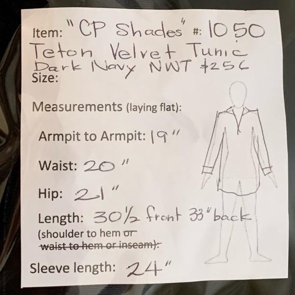 “CP Shades” Teton Dark Navy Velvet Tunic NWT $256 size XS - Picture 12 of 12
